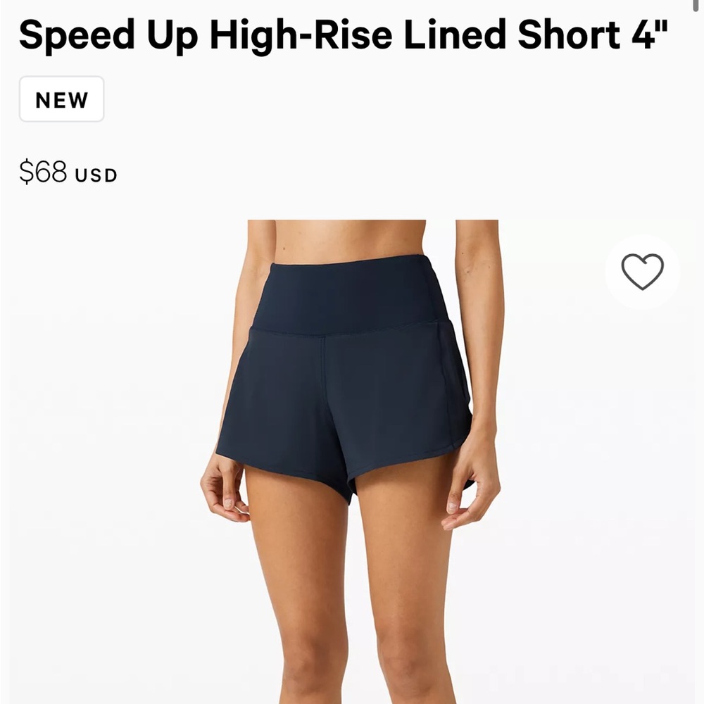 Speed Up Lululemon 4” navy shorts size 10